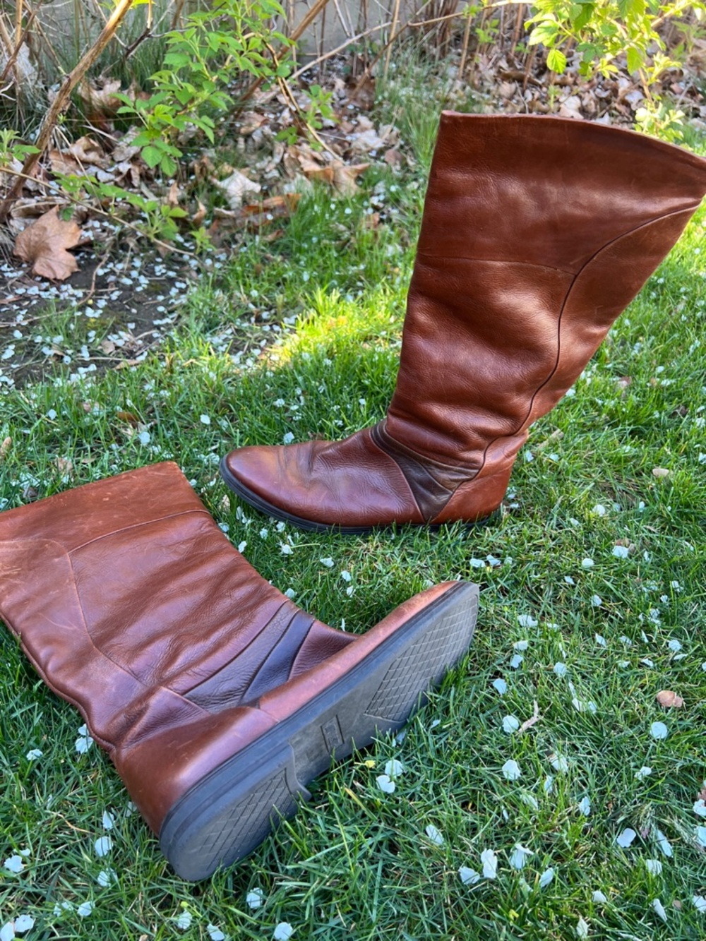 Women's Over-the-Knee Smooth Leather Boots in Chestnut Brown by Luftpolster